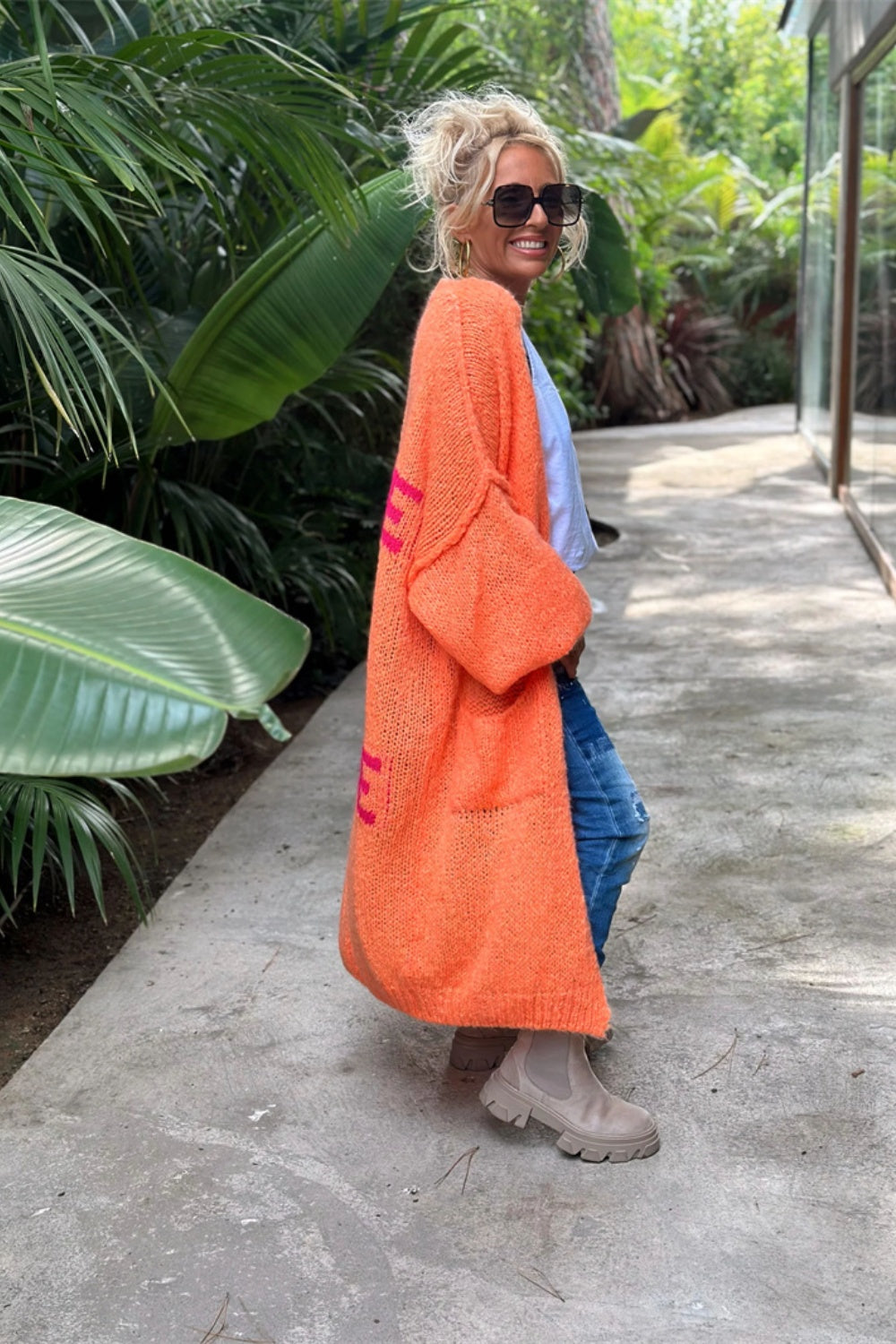PEACE Dropped Shoulder Long Sleeve Cardigan