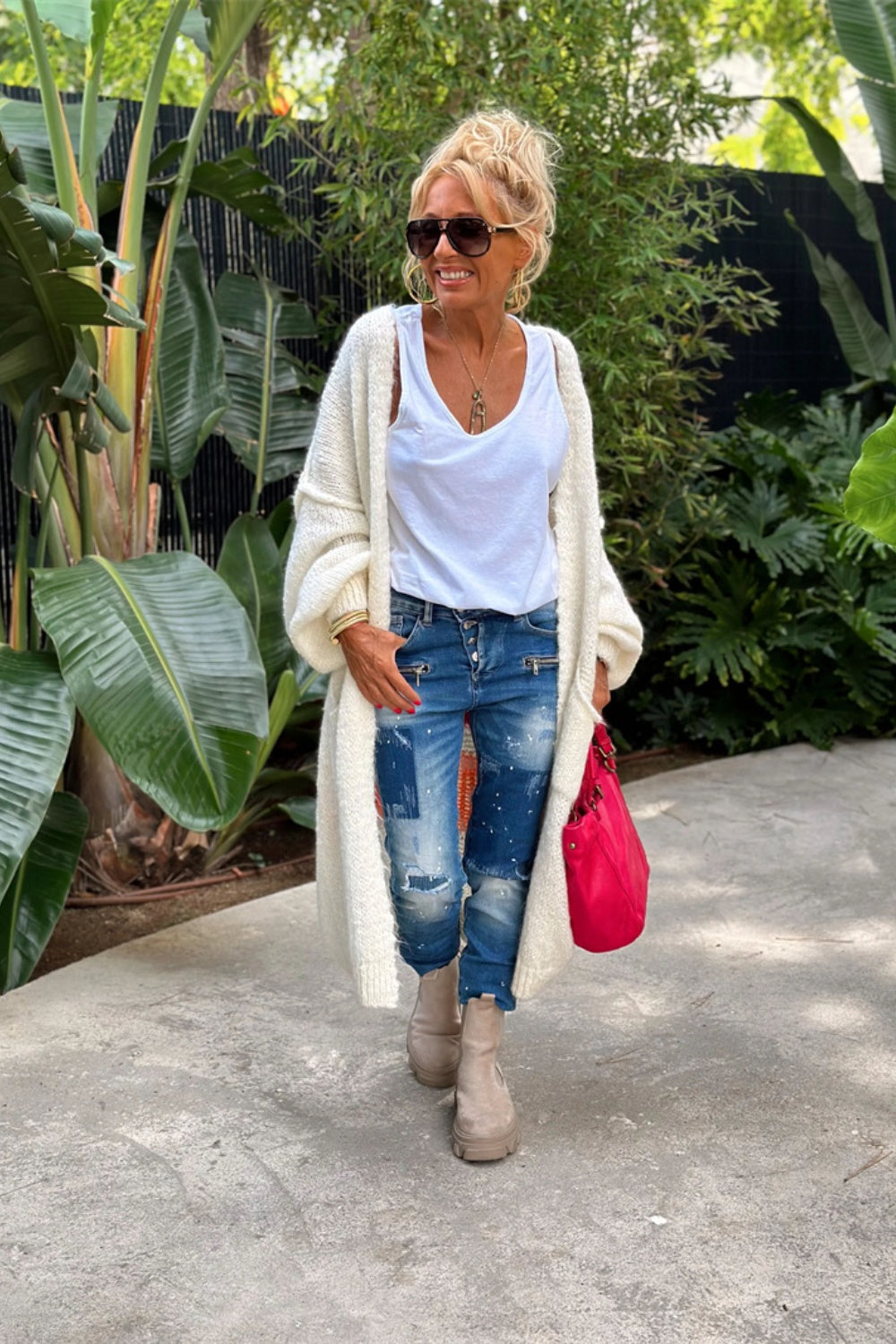 PEACE Dropped Shoulder Long Sleeve Cardigan