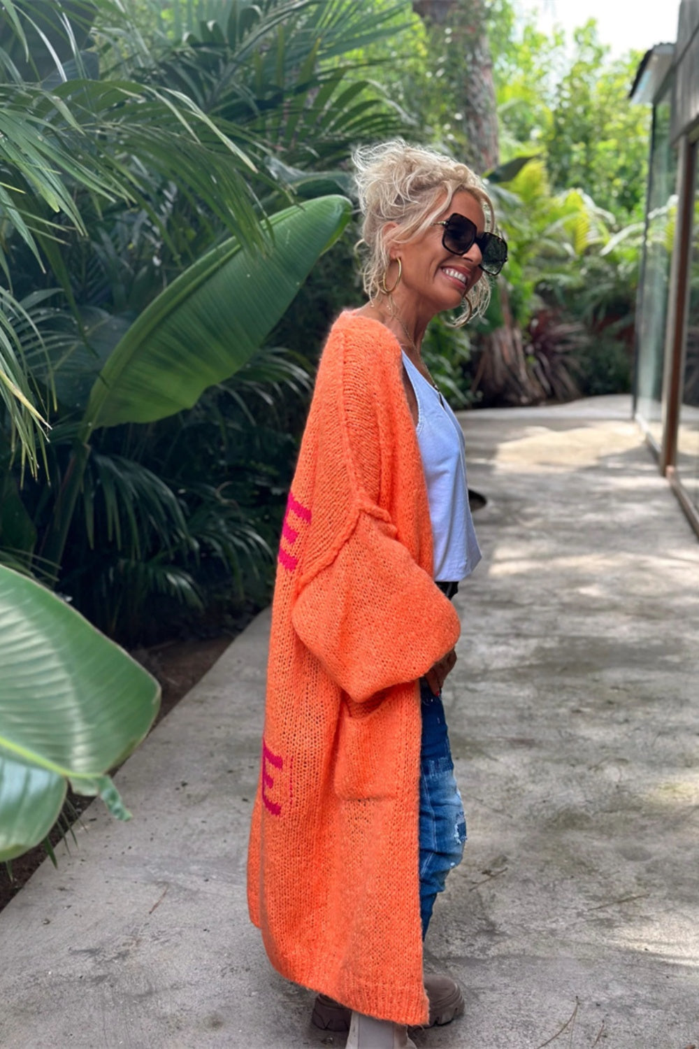 PEACE Dropped Shoulder Long Sleeve Cardigan