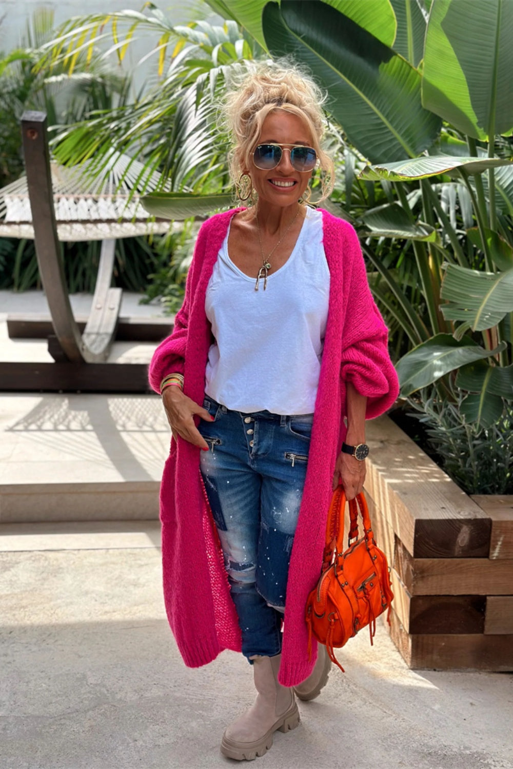 PEACE Dropped Shoulder Long Sleeve Cardigan