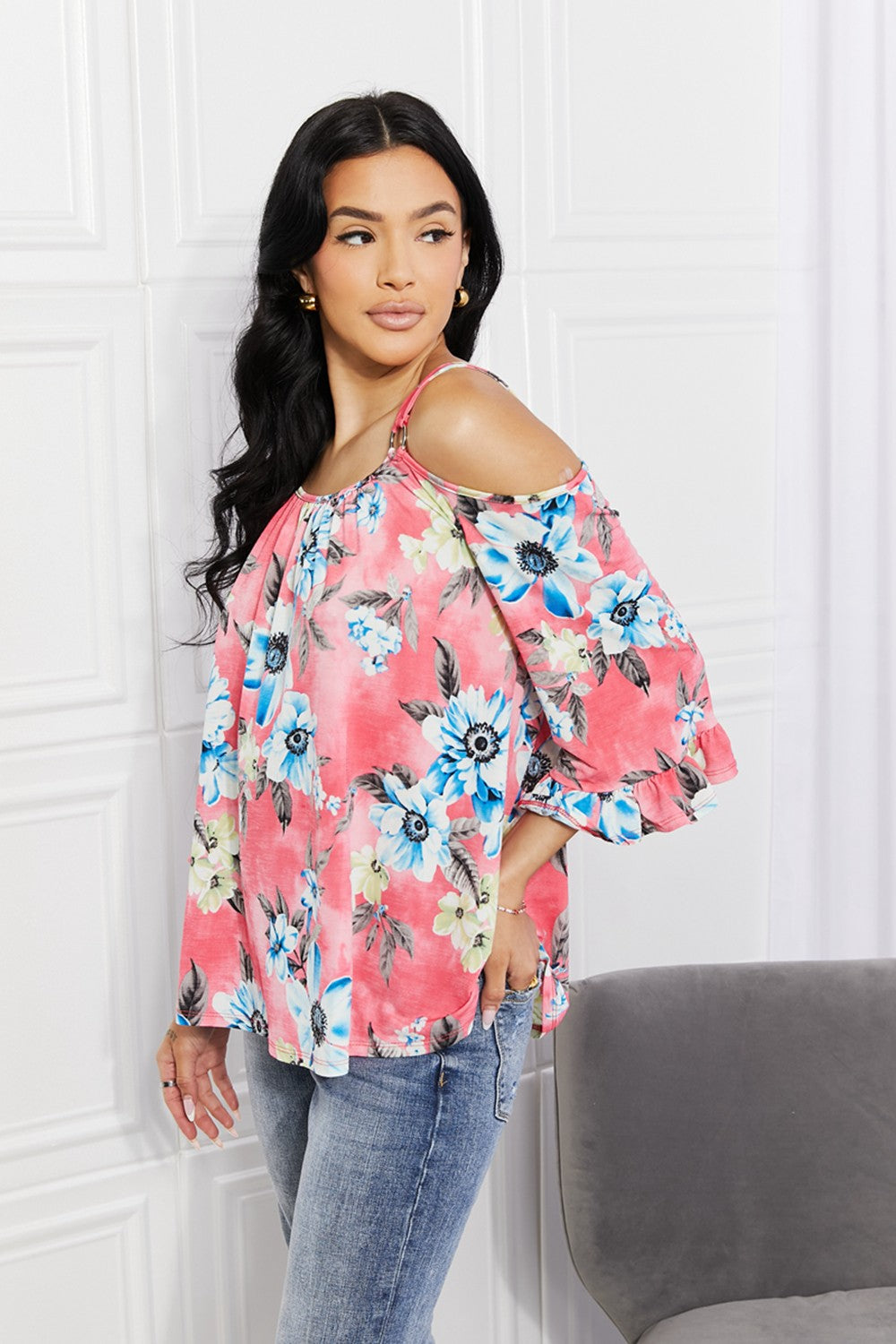 Sew In Love Fresh Take Floral Cold-Shoulder Top