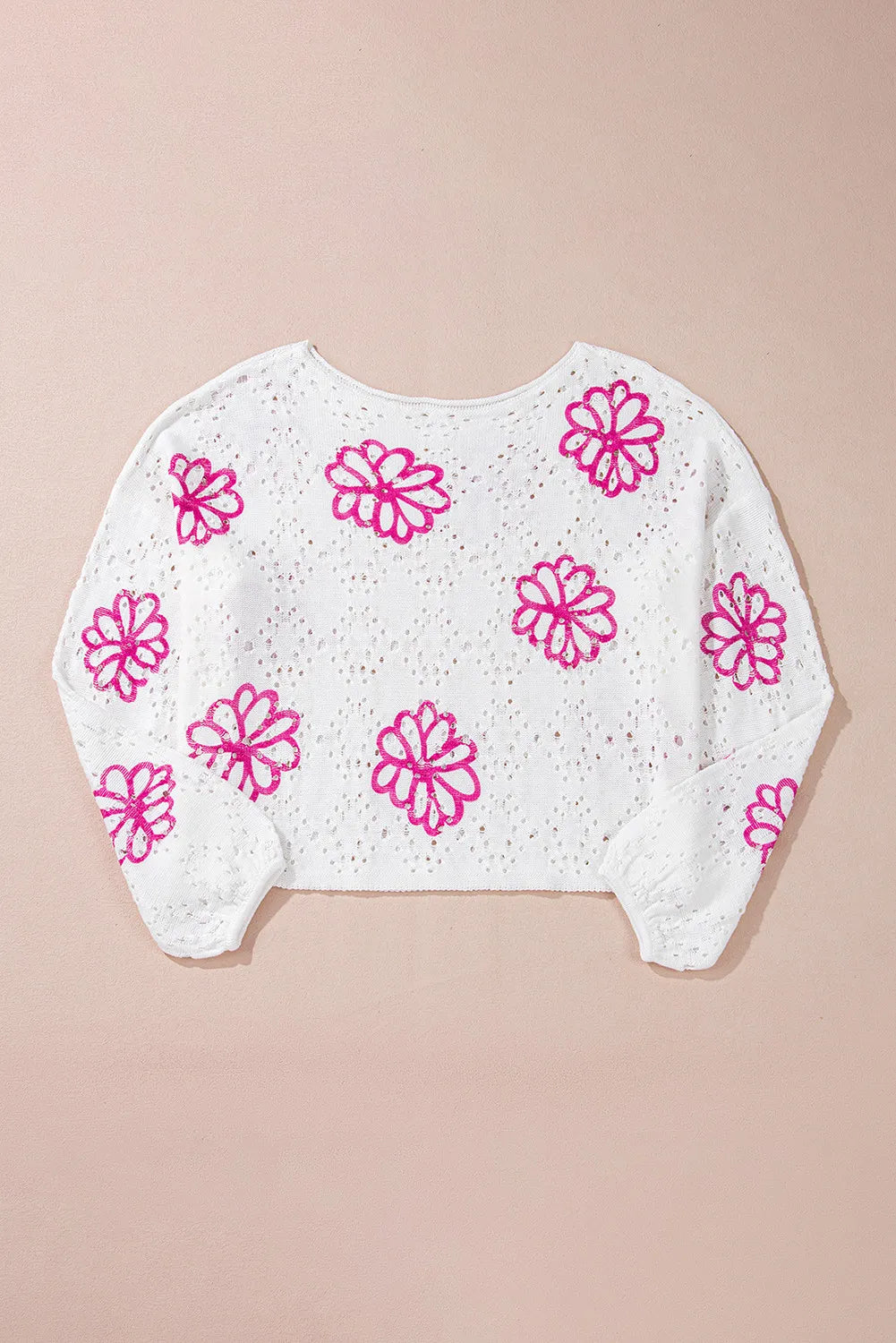 Openwork Long Sleeve Knit Top