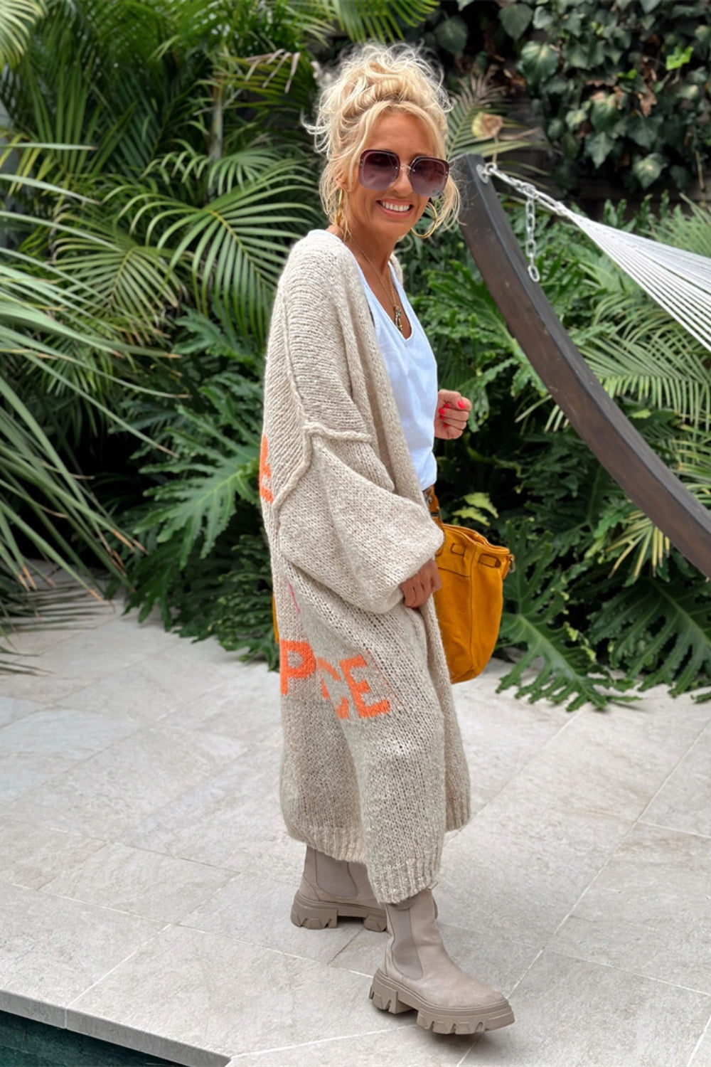 PEACE Dropped Shoulder Long Sleeve Cardigan
