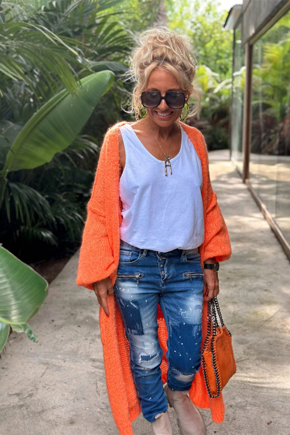 PEACE Dropped Shoulder Long Sleeve Cardigan
