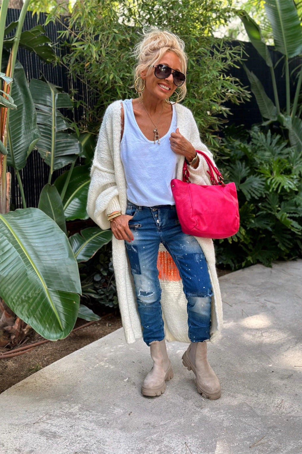 PEACE Dropped Shoulder Long Sleeve Cardigan