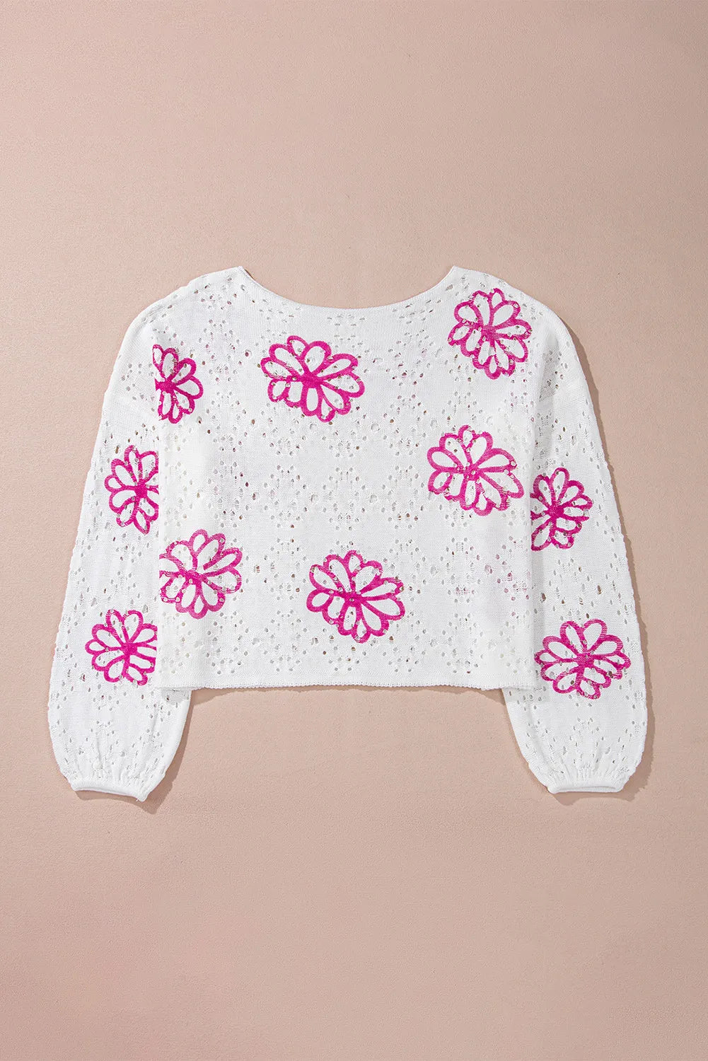 Openwork Long Sleeve Knit Top