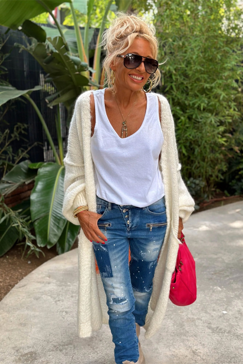 PEACE Dropped Shoulder Long Sleeve Cardigan