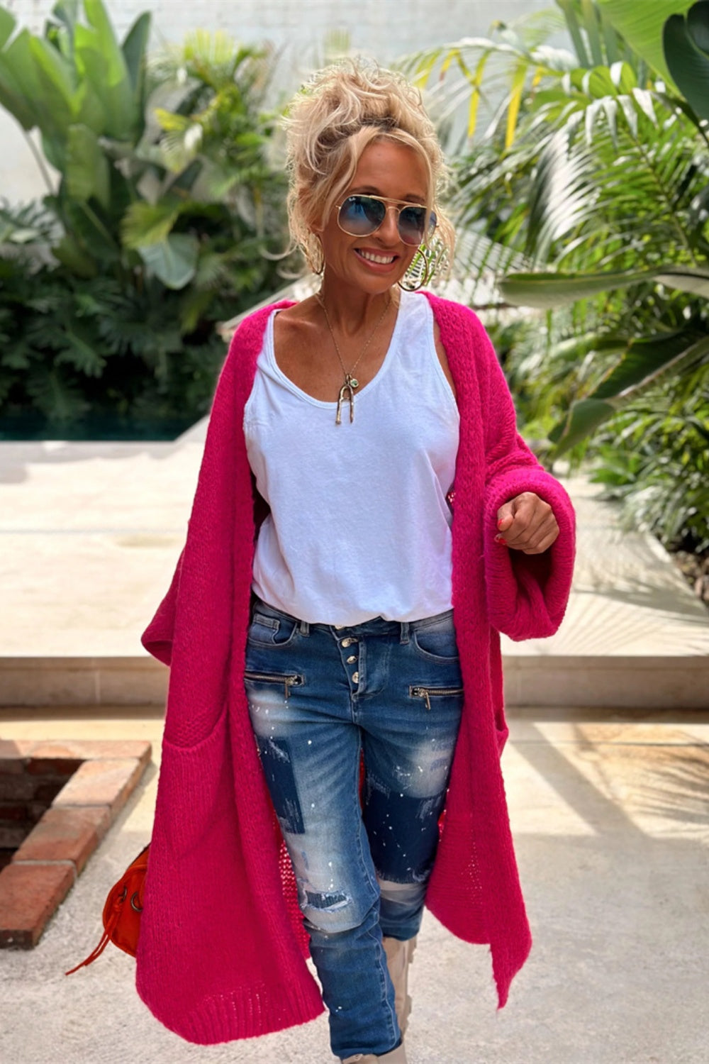 PEACE Dropped Shoulder Long Sleeve Cardigan