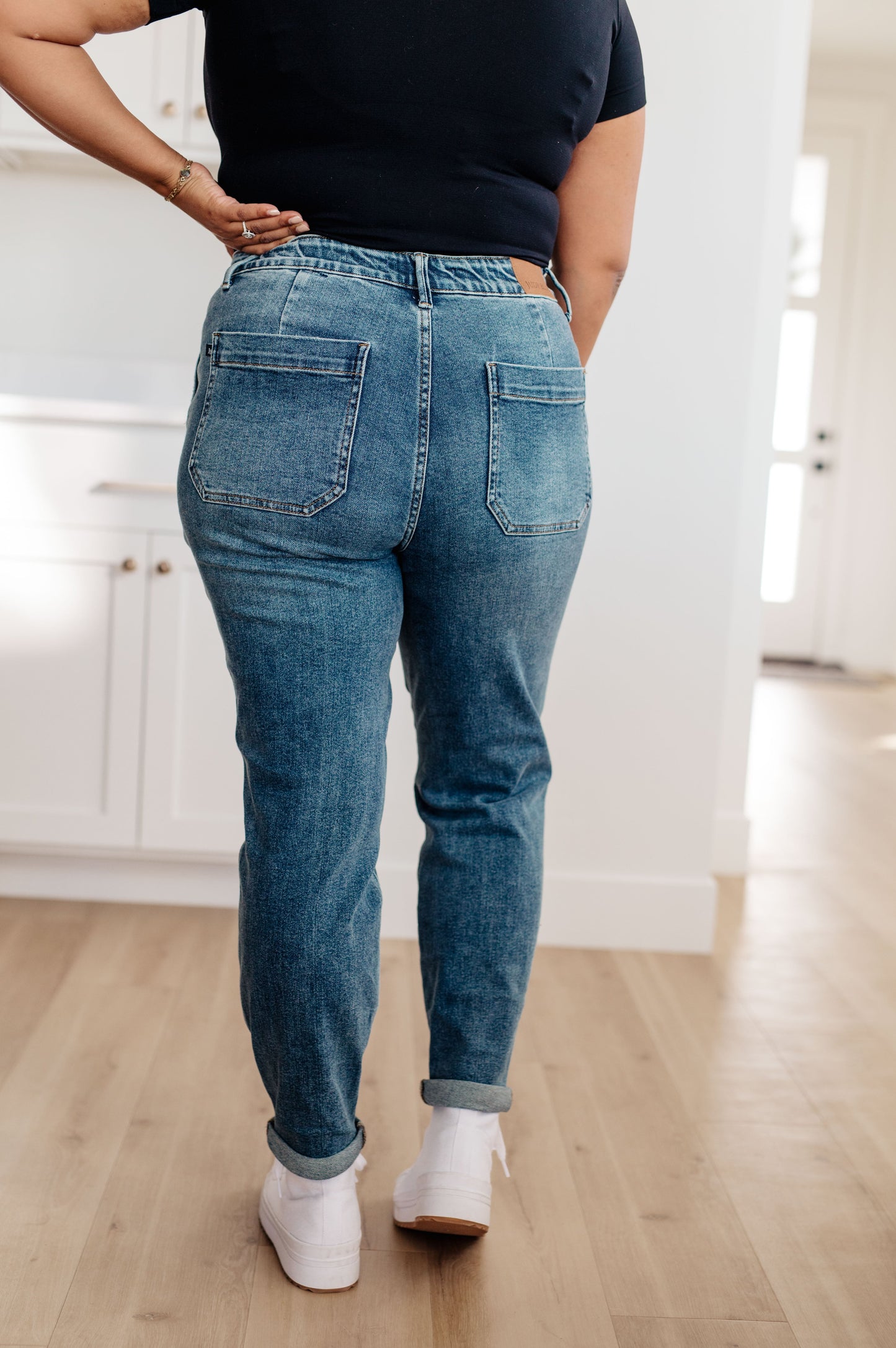 Payton Pull On Denim Joggers in Medium Wash by Judy Blue