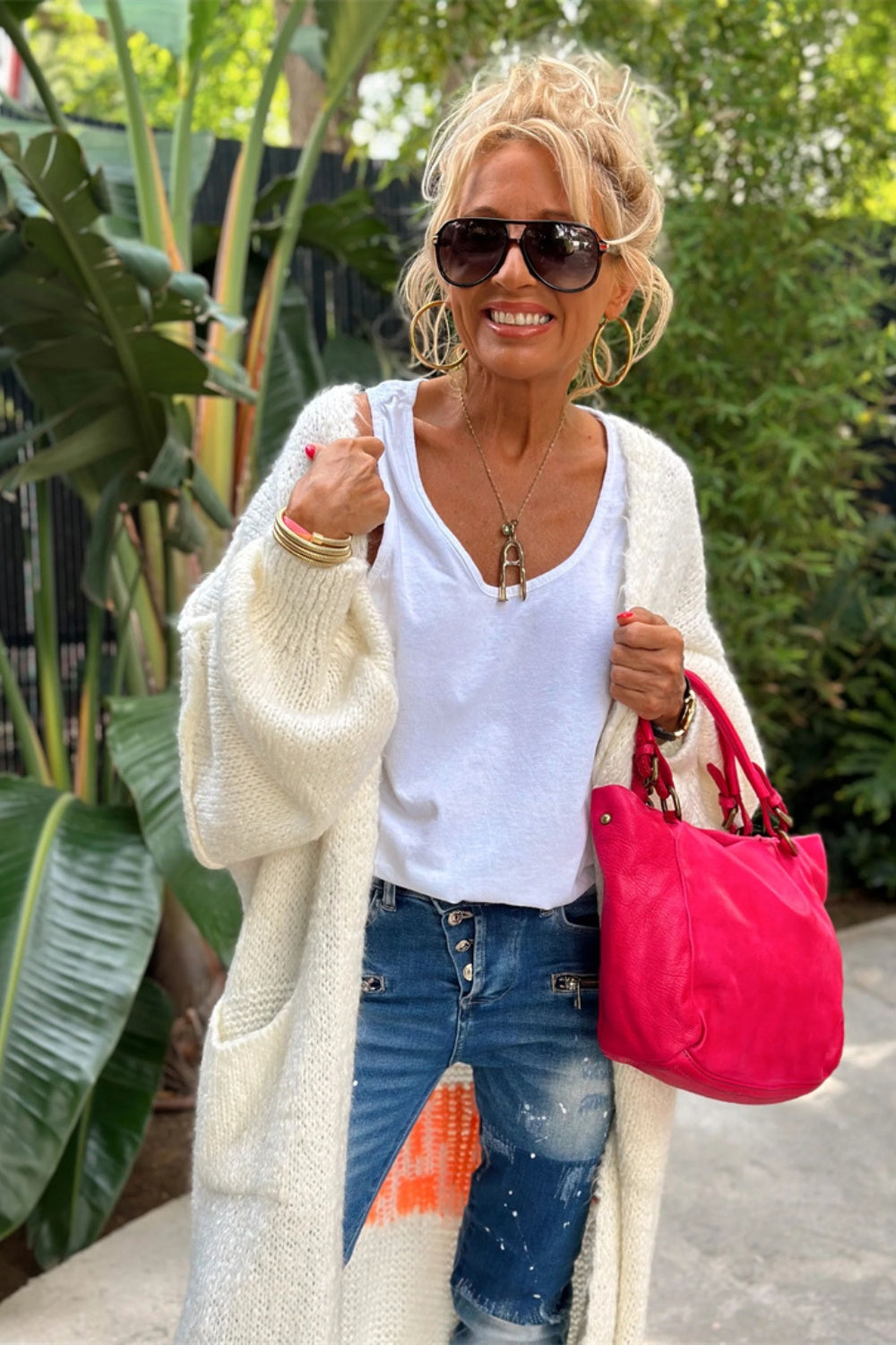 PEACE Dropped Shoulder Long Sleeve Cardigan