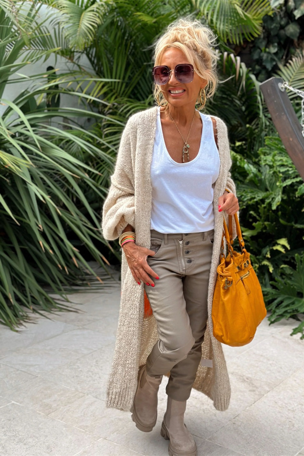 PEACE Dropped Shoulder Long Sleeve Cardigan