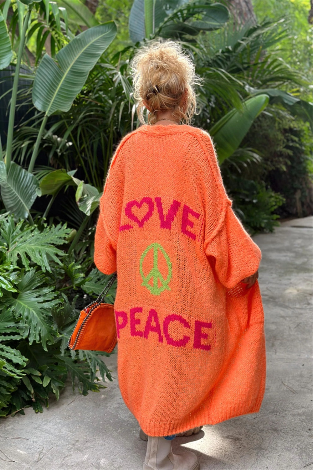 PEACE Dropped Shoulder Long Sleeve Cardigan