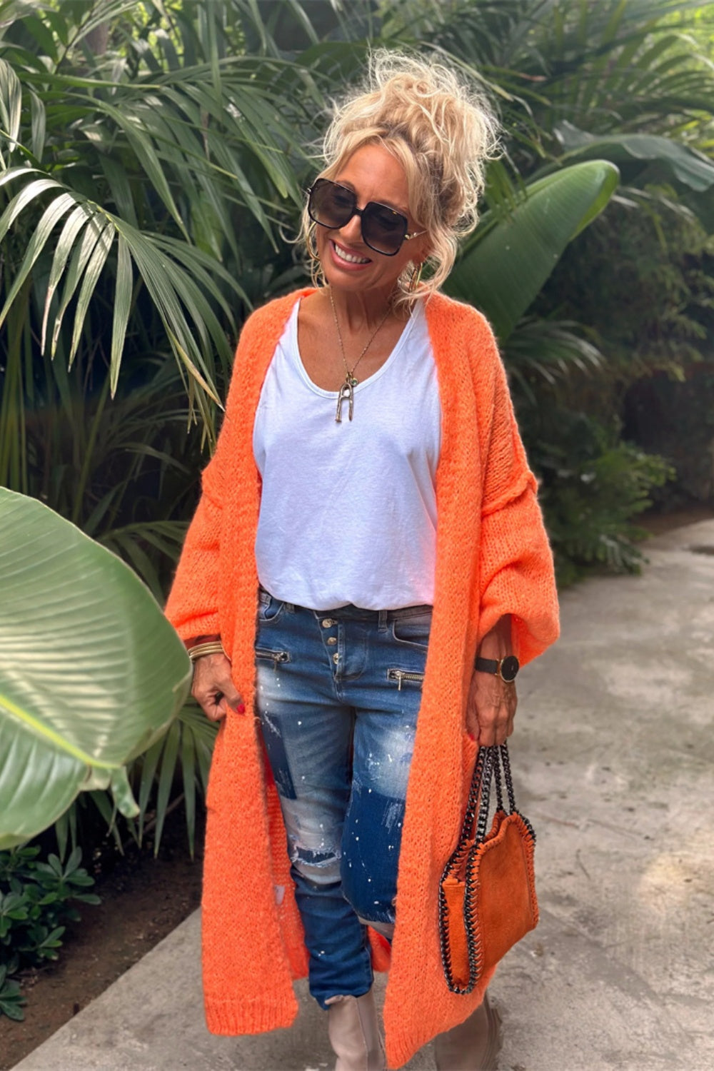 PEACE Dropped Shoulder Long Sleeve Cardigan
