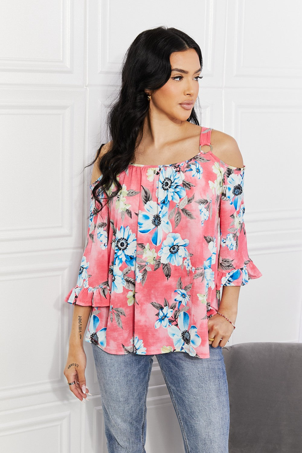 Sew In Love Fresh Take Floral Cold-Shoulder Top