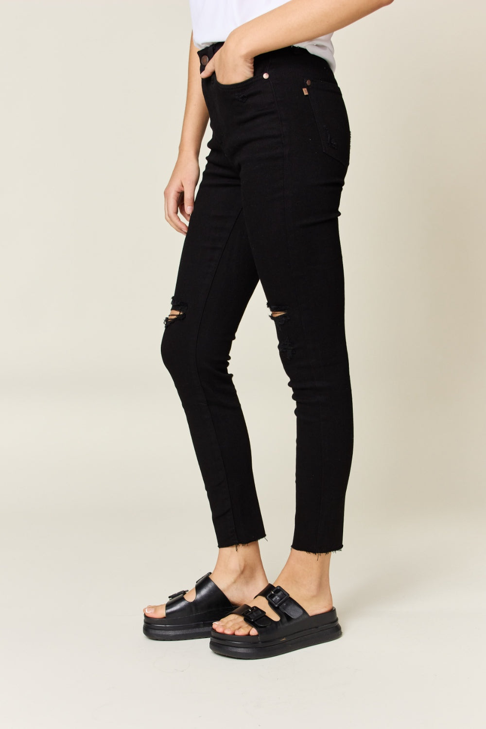 Distressed Tummy Control High Waist Skinny Jeans by Judy Blue