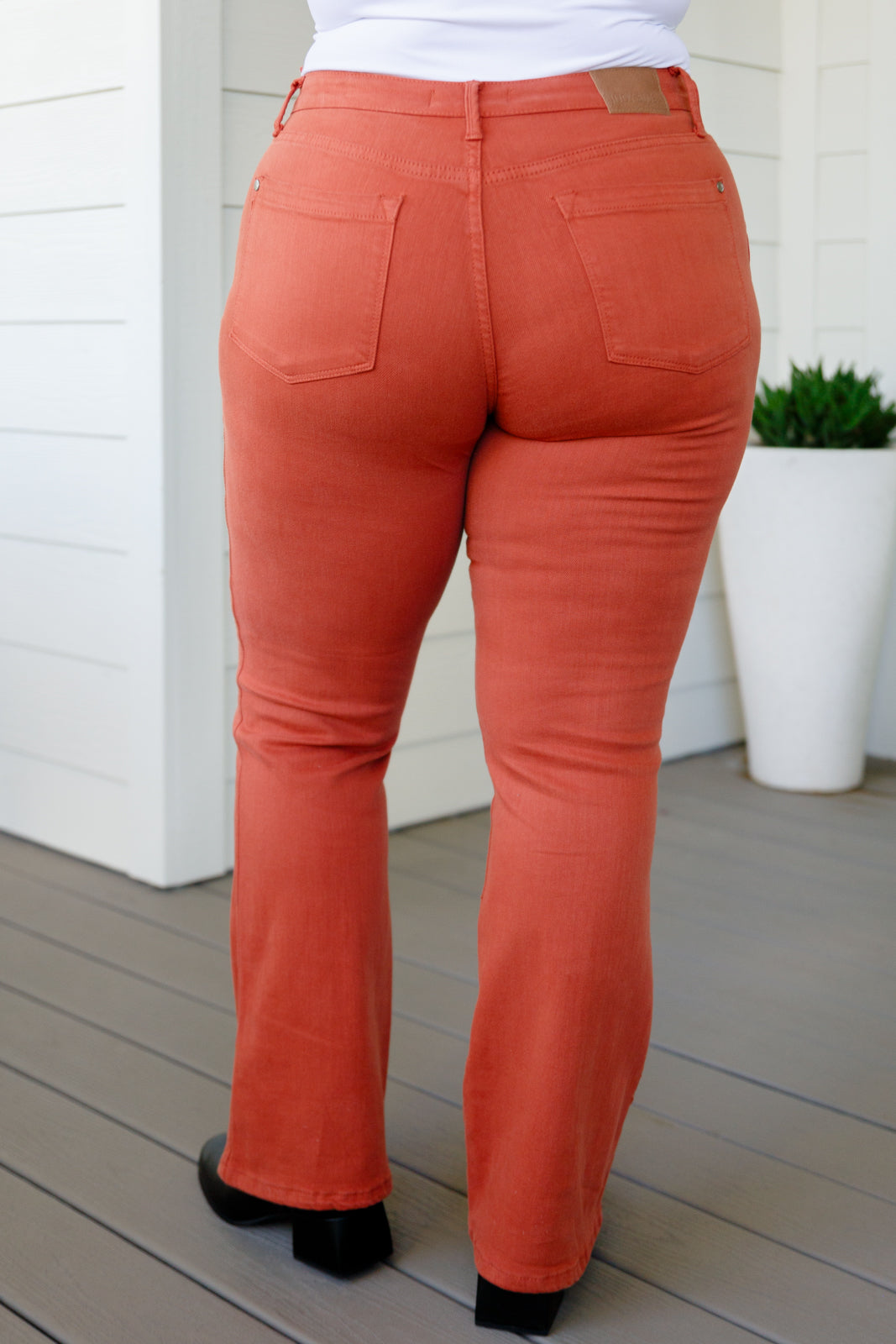 Autumn Mid Rise Slim Bootcut JB Jeans in Terracotta