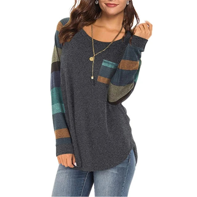 Raglan Striped Sleeve Top