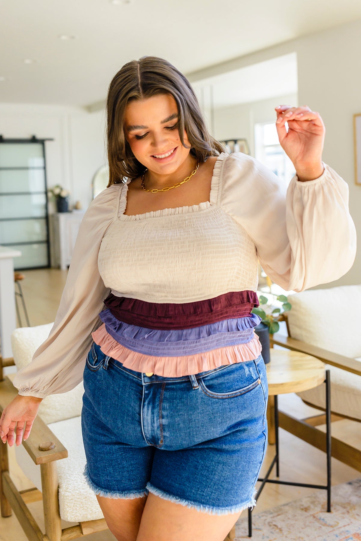 Laverne Smocked Ruffle Blouse