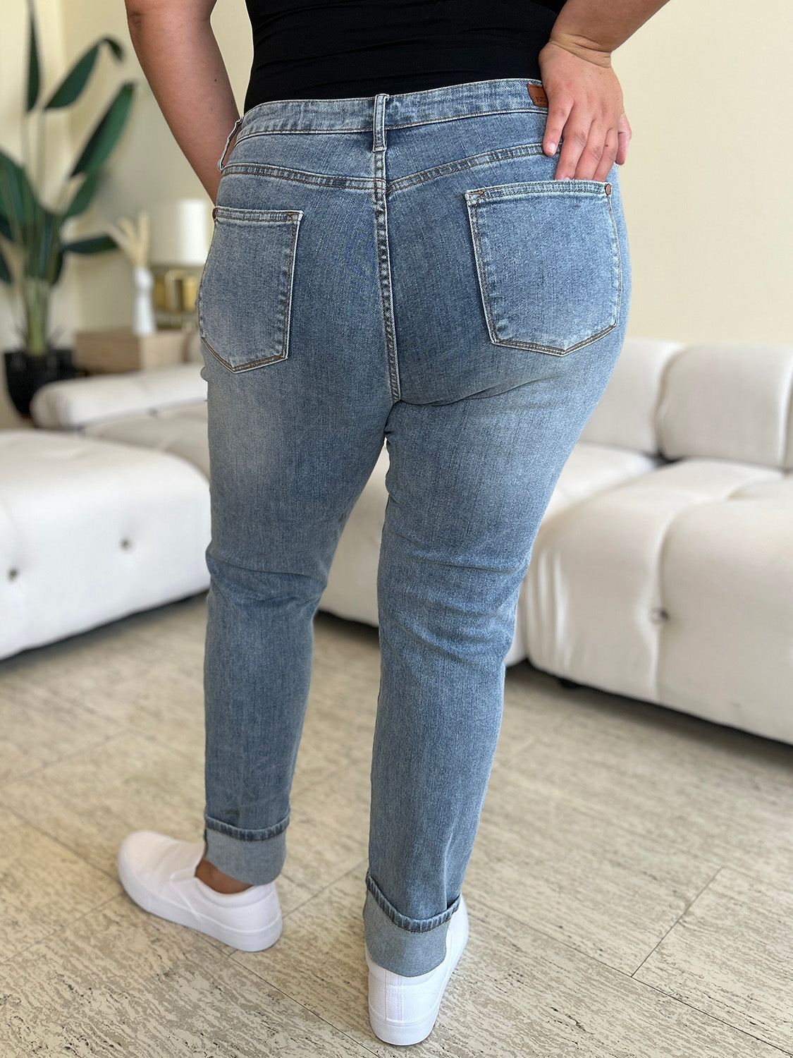 Judy Blue High Waist Cuff Hem Skinny Jeans