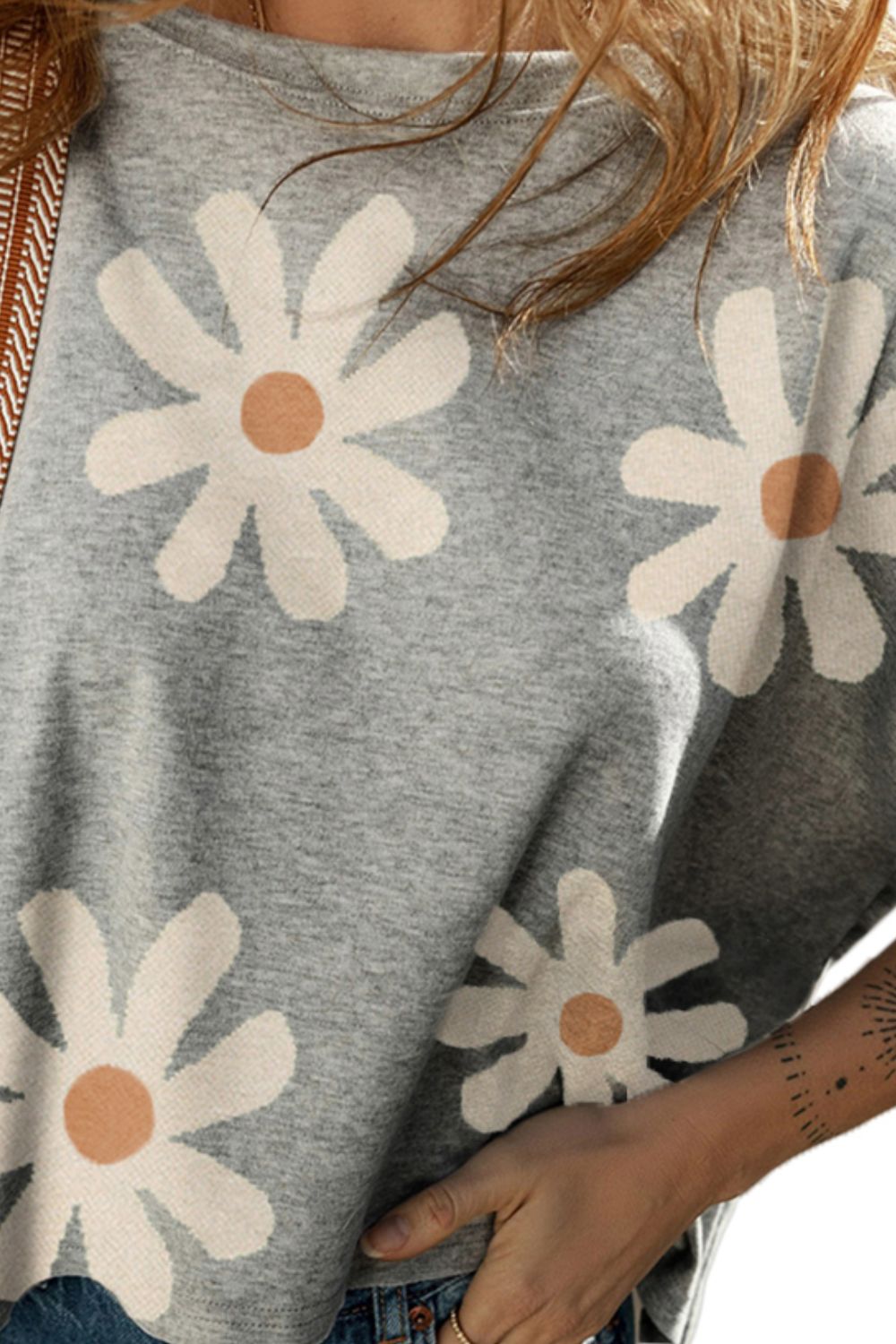 Flower Round Neck Half Sleeve T-Shirt