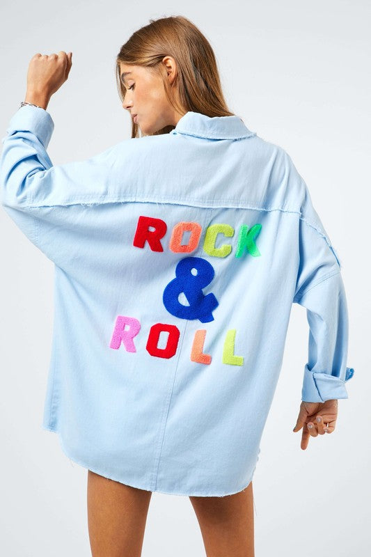 Multi Color Rock & Roll Fringed Hem Detail Shirt