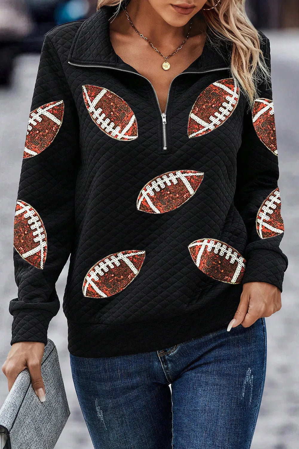 Sequin Football Sweatshirt