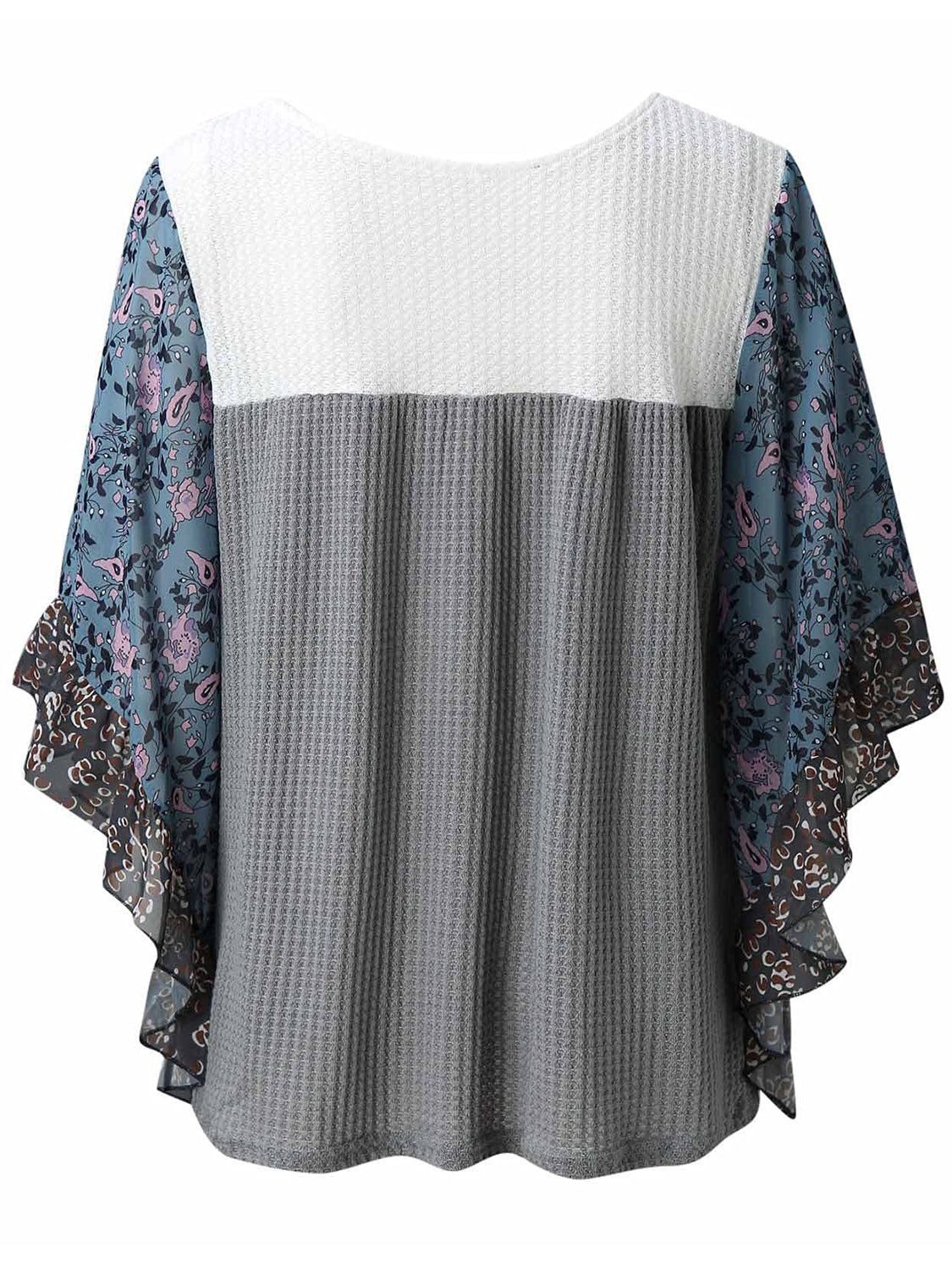 Printed Round Neck Three-Quarter Sleeve Blouse