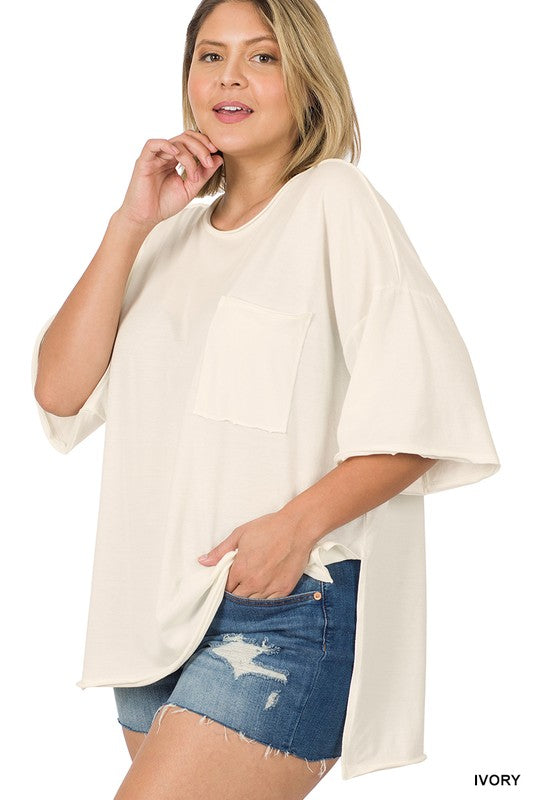 Plus Row Edge High-Low Hem Box Top