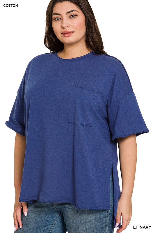 Plus Row Edge High-Low Hem Box Top