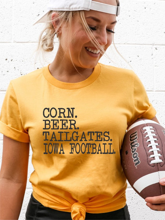 Plus Size Corn. Beer. Tailgates. Iowa Football. Boutique Tee