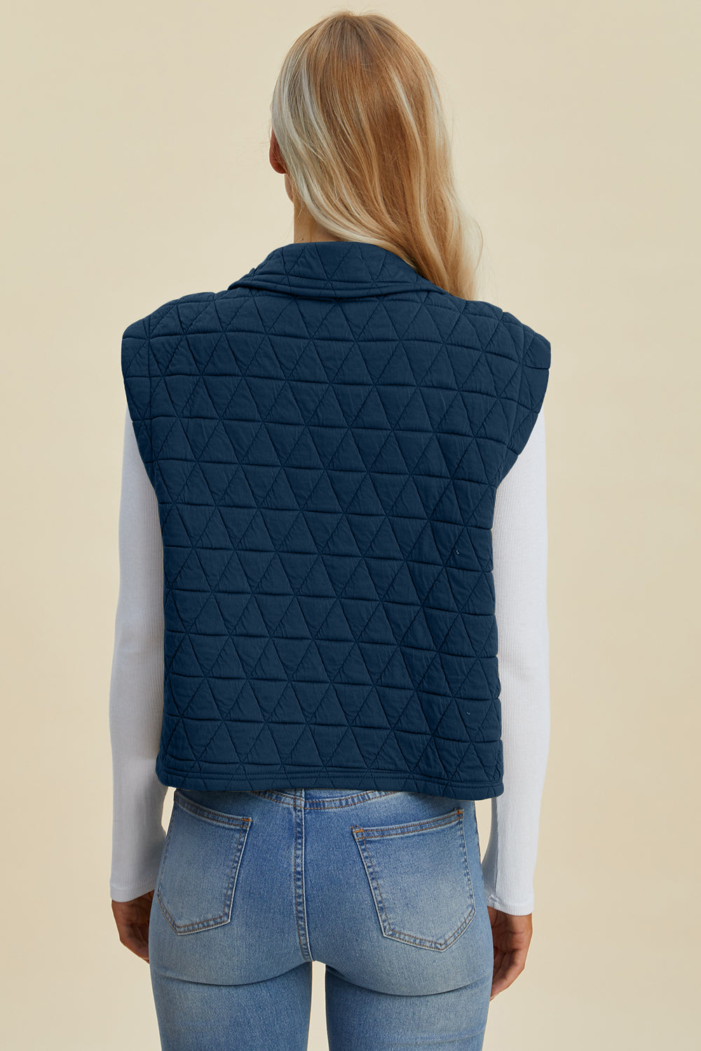 Double Take Pocketed Texture Snap Down Vest