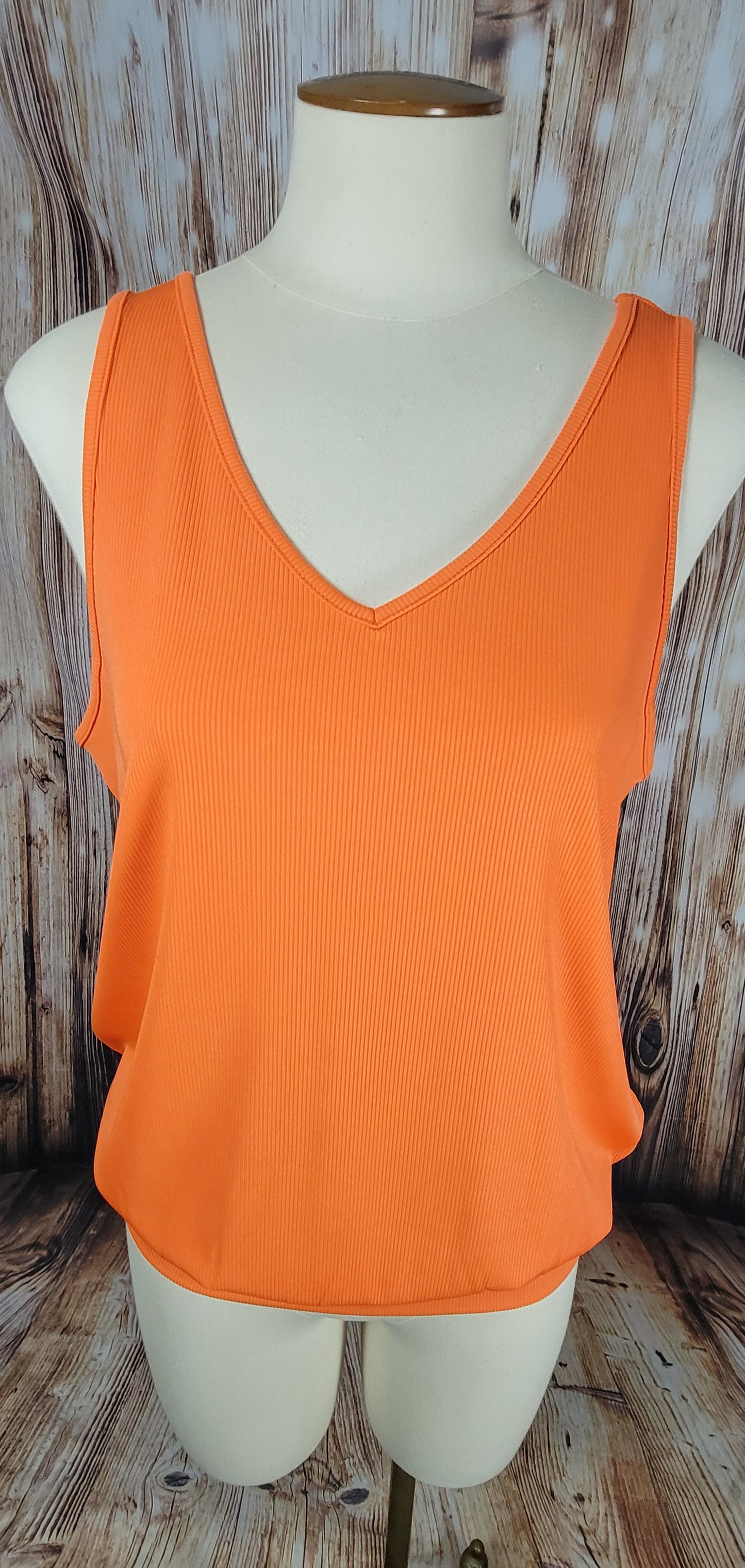 Tangerine Ribbed Sleeveless Tank