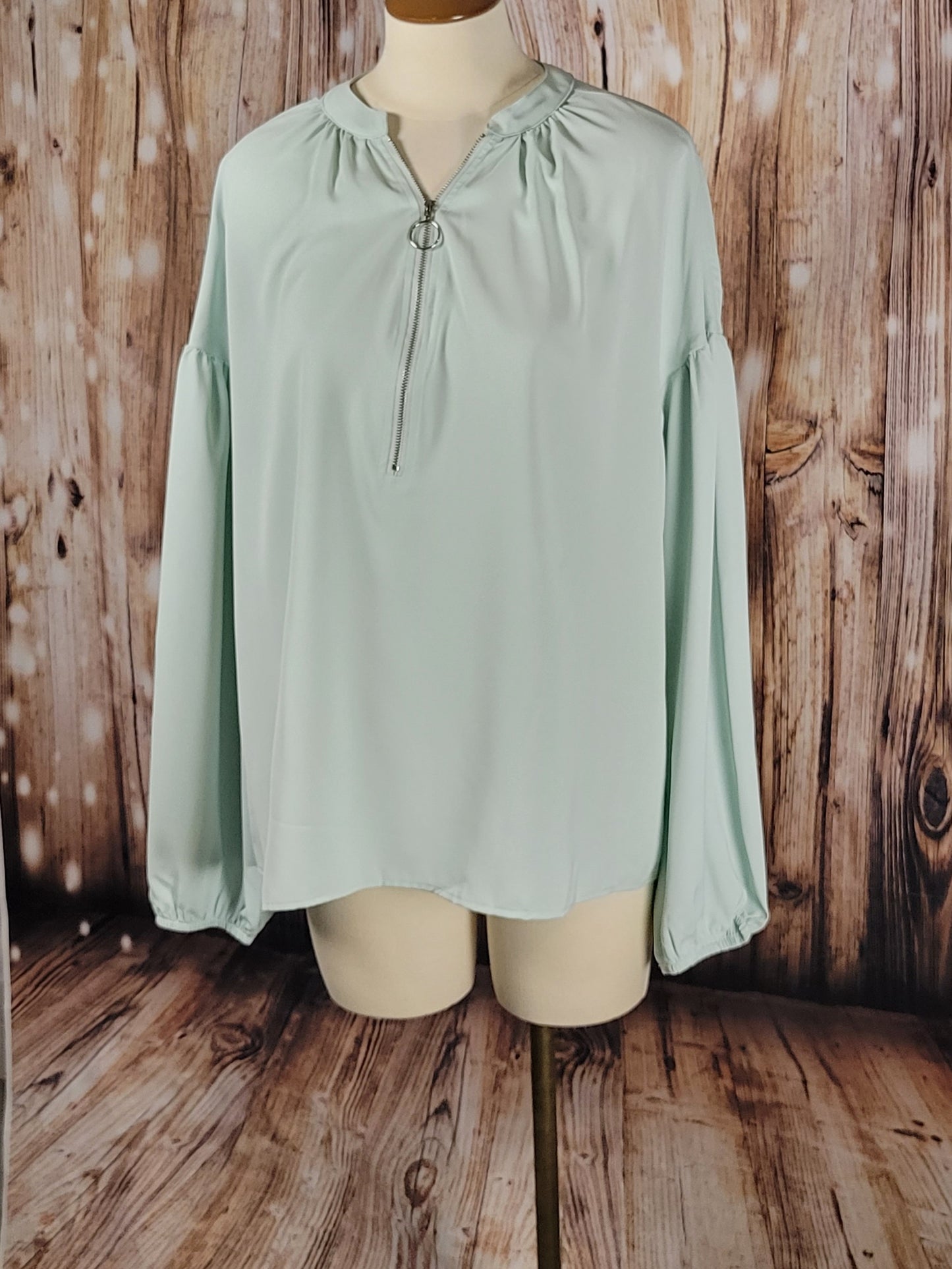 Mint Zippered Top