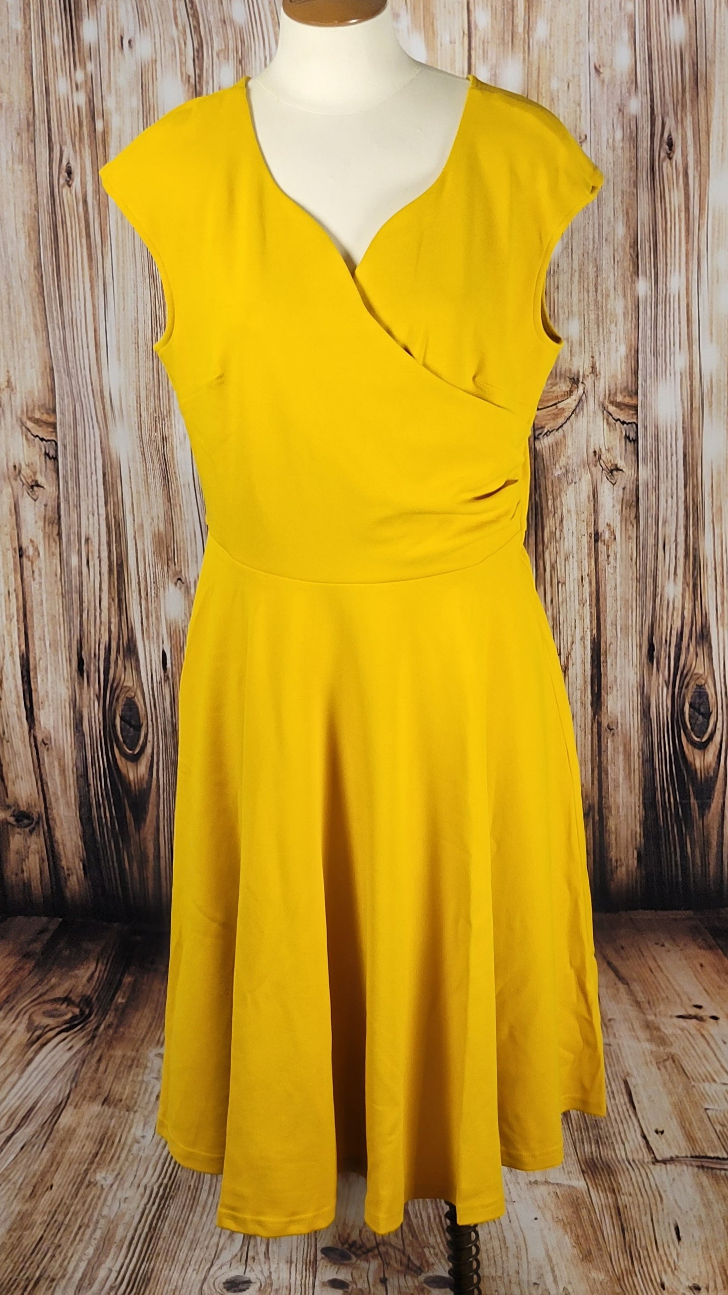 Surplice A-Line Dress in Mustard