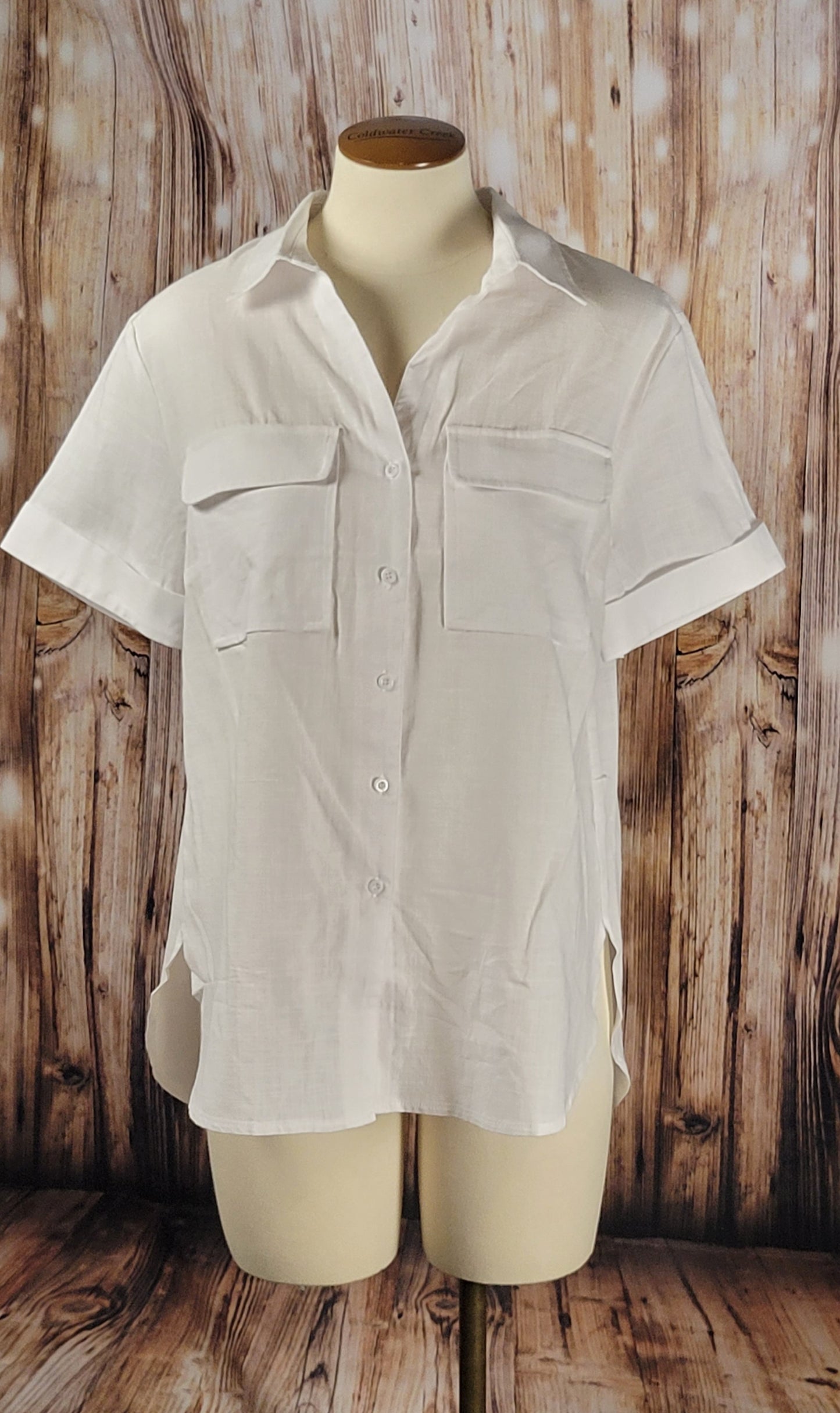 Short Sleeve Button-Up Top