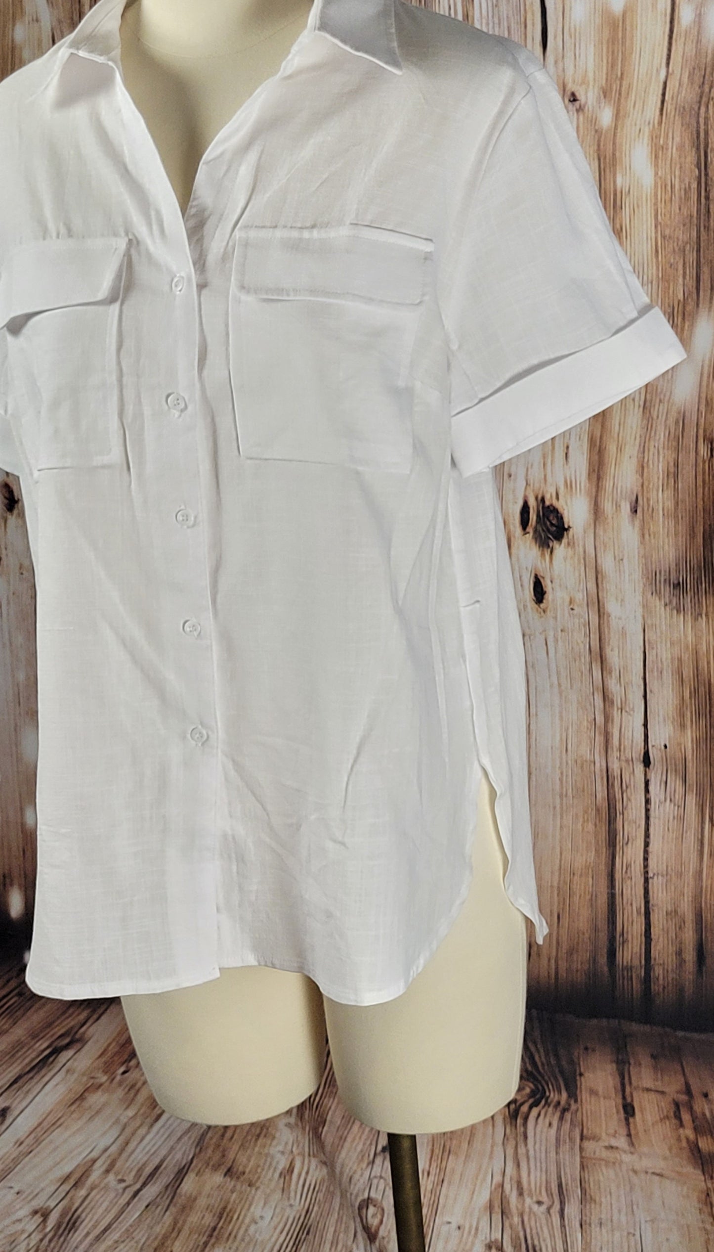 Short Sleeve Button-Up Top