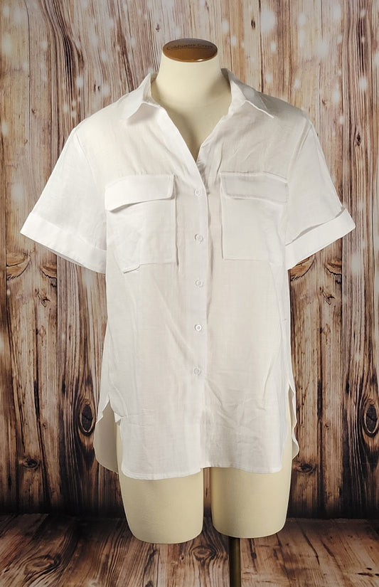 Short Sleeve Button-Up Top