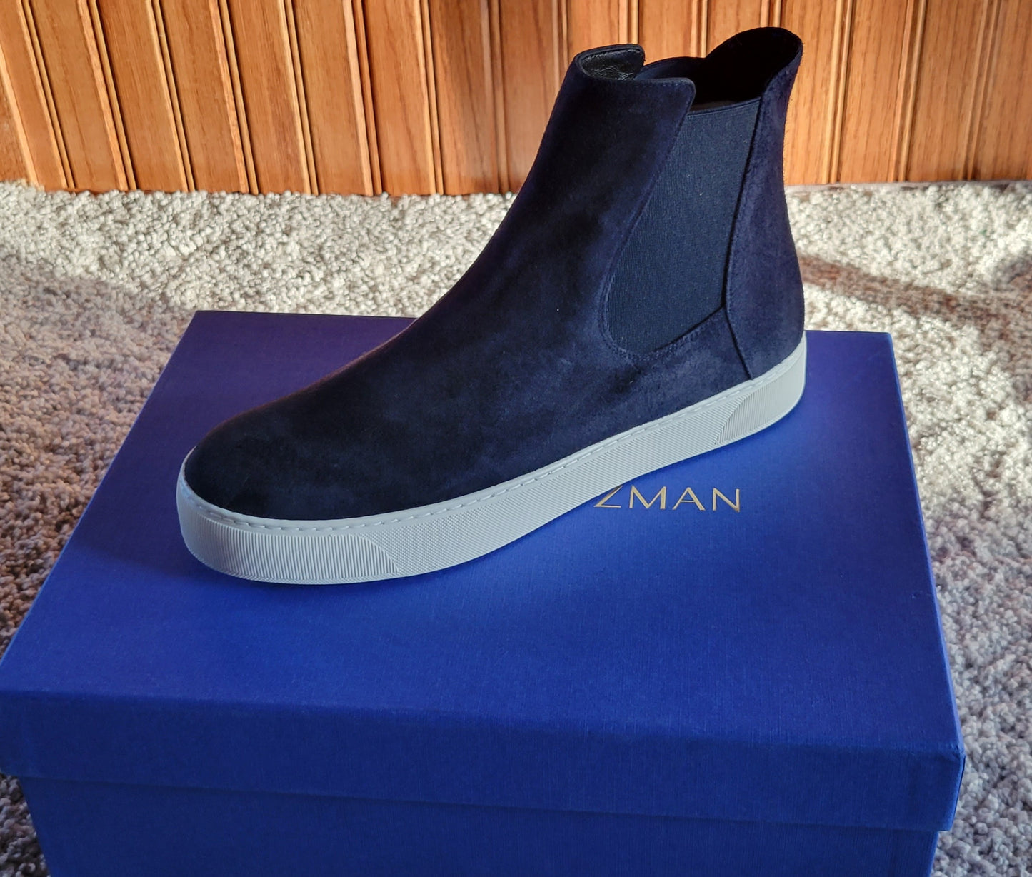 Blue Suede High-Top Pull On Sneakers