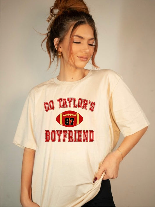 Go Taylor's Boyfriend Football Graphic Tee Plus Size