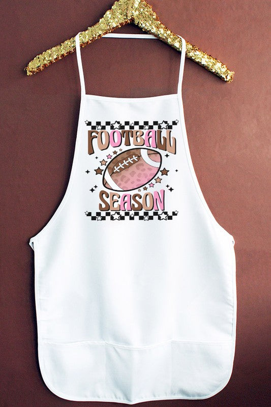 GameDay Pink Brown Football Season Kitchen Apron