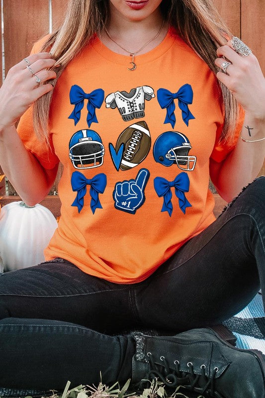 Blue Coquette Football Graphic Tee