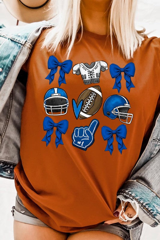 Blue Coquette Football Graphic Tee