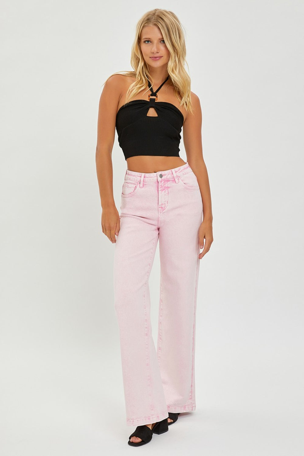 RISEN High Rise Tummy Control Wide Leg Jeans