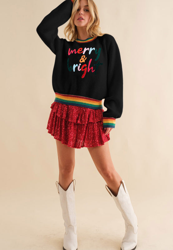 MERRY & BRIGHT Ribbed Sweater