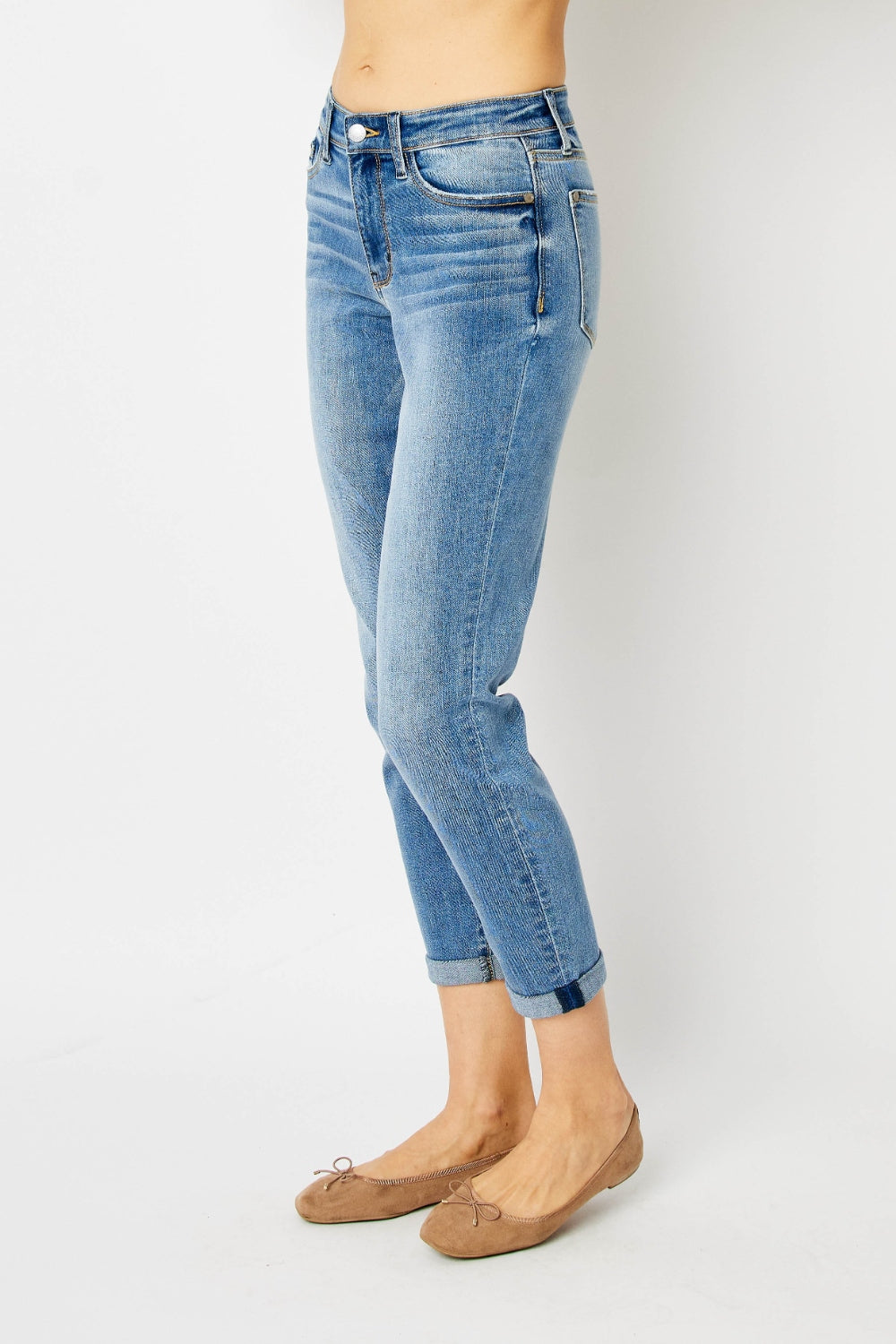 Judy Blue Cuffed Hem Low Waist Slim Jeans