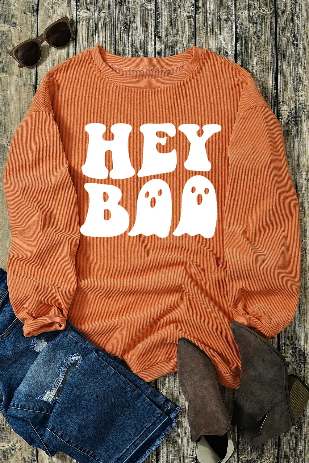 Hey Boo Graphic Long Sleeve Sweatshirt