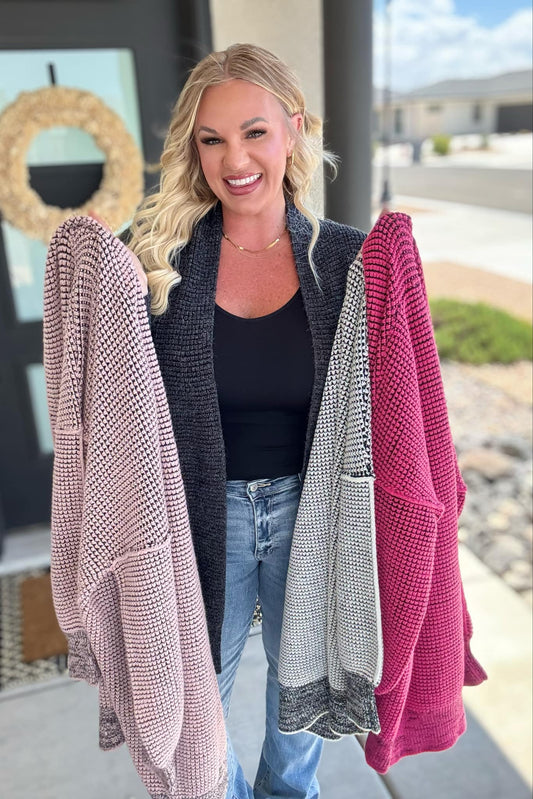 Contrast Trim Knit Cardigan in Four Colors