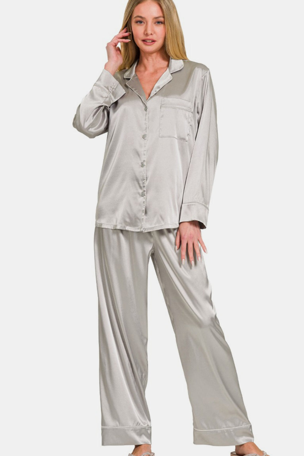 Zenana Satin Pajama Set