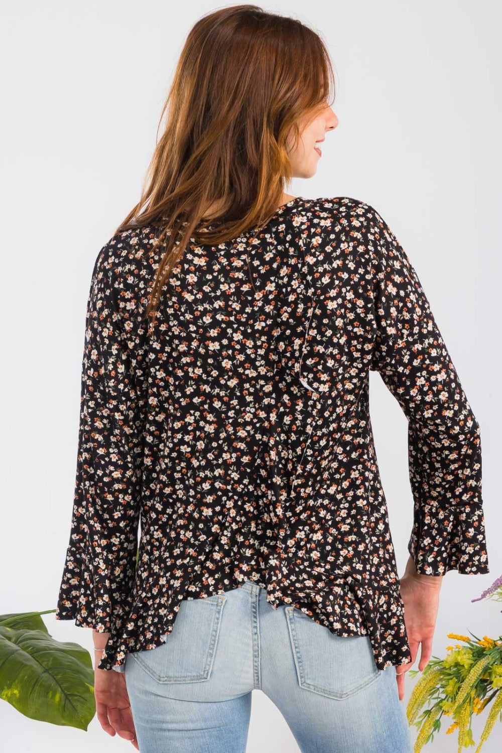 Celeste Floral Ruffle Detail Top