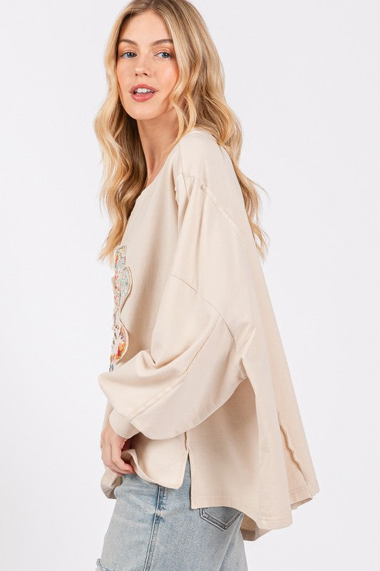 SAGE + FIG Flower Patch Dropped Shoulder Oversize Top